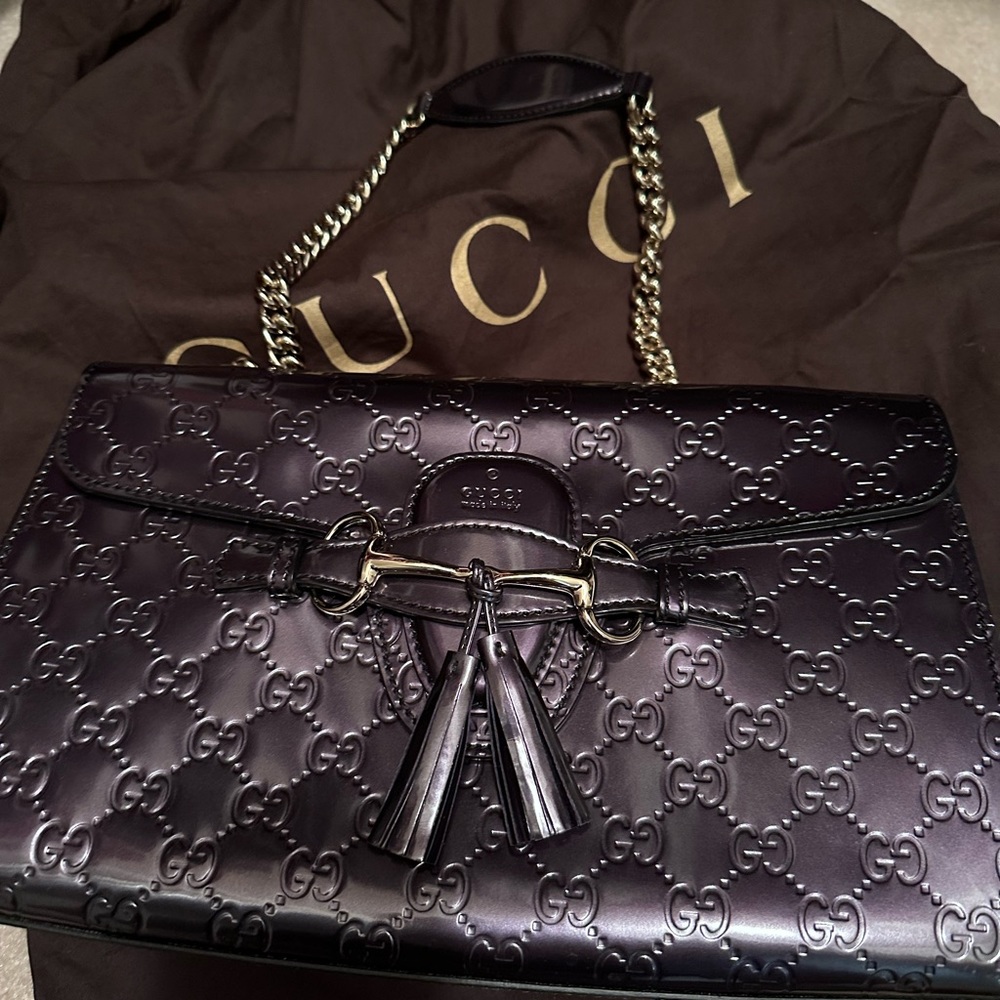 Authentic Gucci Emily Patent Leather Bag
